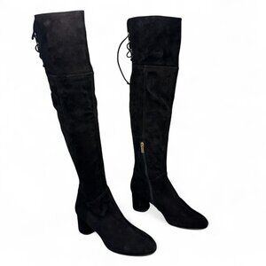 AGL Scarlet Over-The-Knee Suede Leather Boot, EU 38, Black NEW IN BOX